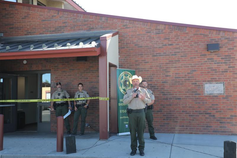 Sheriff Tod Rowell speaking at Clifton substation ribbon cutting.