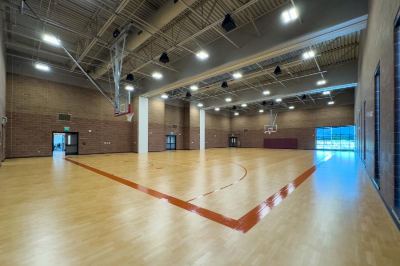 Indoor basketball court. 