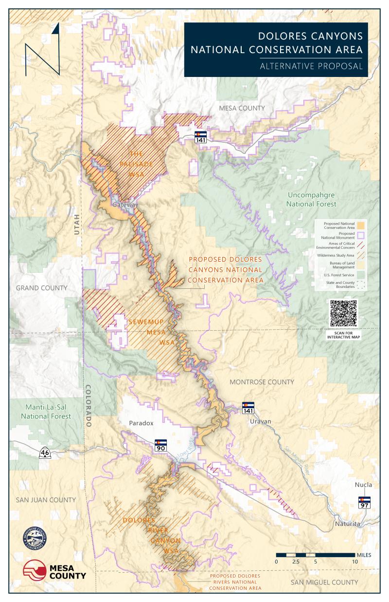 Draft Dolores Canyon National Conservation Area Map with QR code to mapping tool