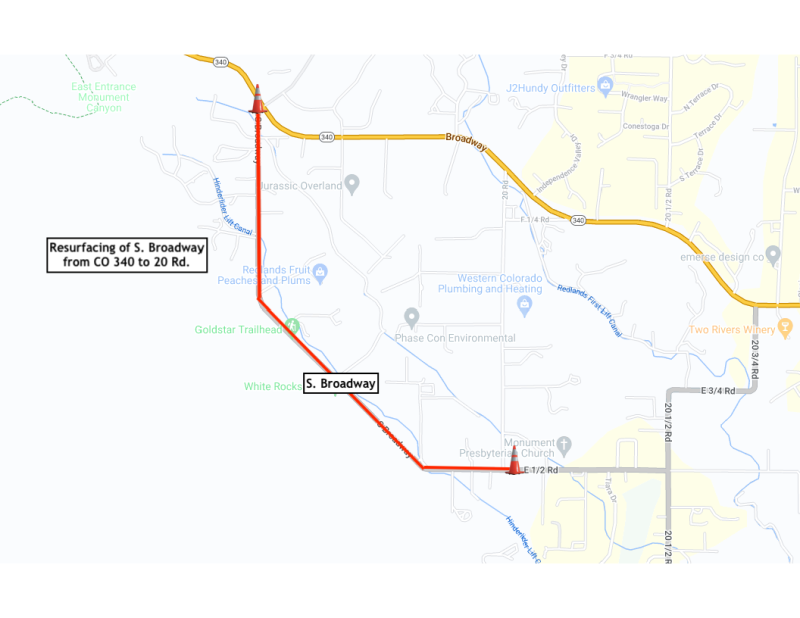 Map of S. Broadway, from CO 340 to 20 Road in the Redlands