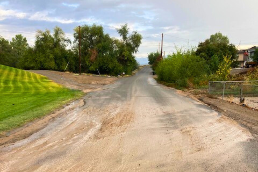Muddy road due to drainage issues