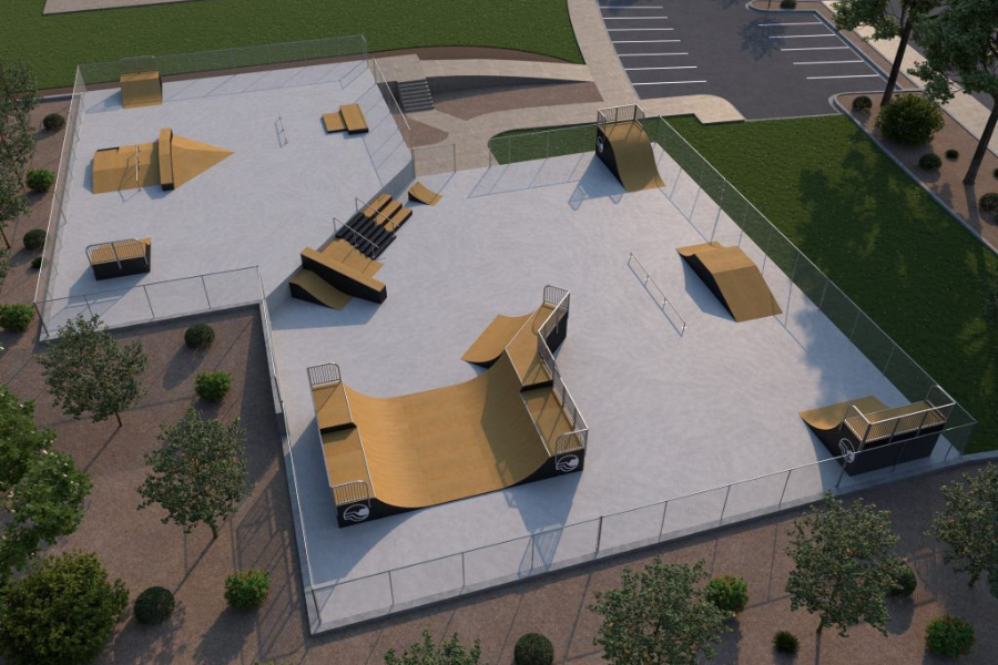 Rendering of possible design for Long Family Memorial Park Skatepark.
