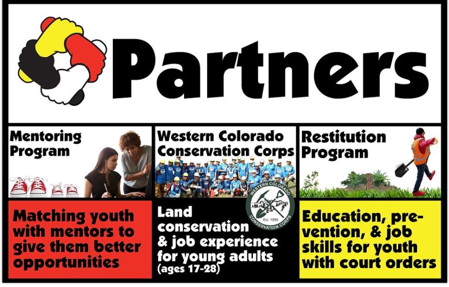 A info graphic of the mission and vision statement for Mesa County Partners (https://www.mesapartners.org/about). 