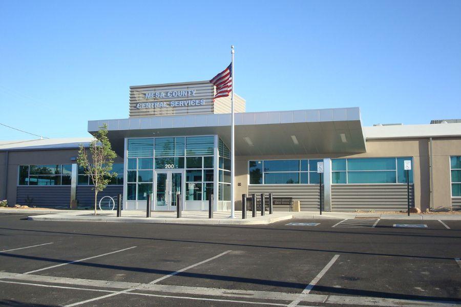 The front of the Mesa County Central Services building. 