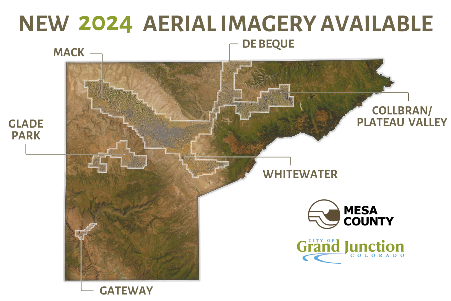 An aerial image of Mesa County, highlighting the areas where new imagery was obtained in 2024.